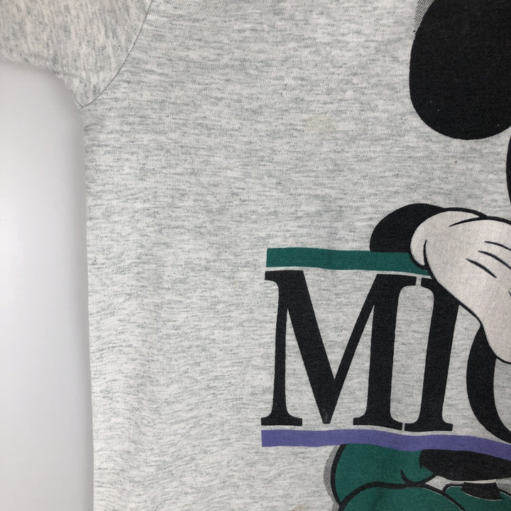 MICKEY MOUSE Anime Character Print T-Shirt, Men's Size XL (approx.) unclear pale white type Vintage Second Hand