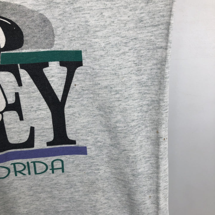 MICKEY MOUSE Anime Character Print T-Shirt, Men's Size XL (approx.) unclear pale white type Vintage Second Hand