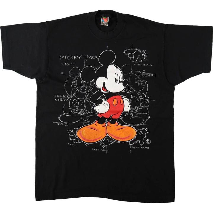 90'S MICKEY UNLIMITED MICKEY MOUSE Mickey Mouse Character Print T-Shirt, Made in USA, Men's XL equivalent, Vintage cotton black type Vintage Second Hand