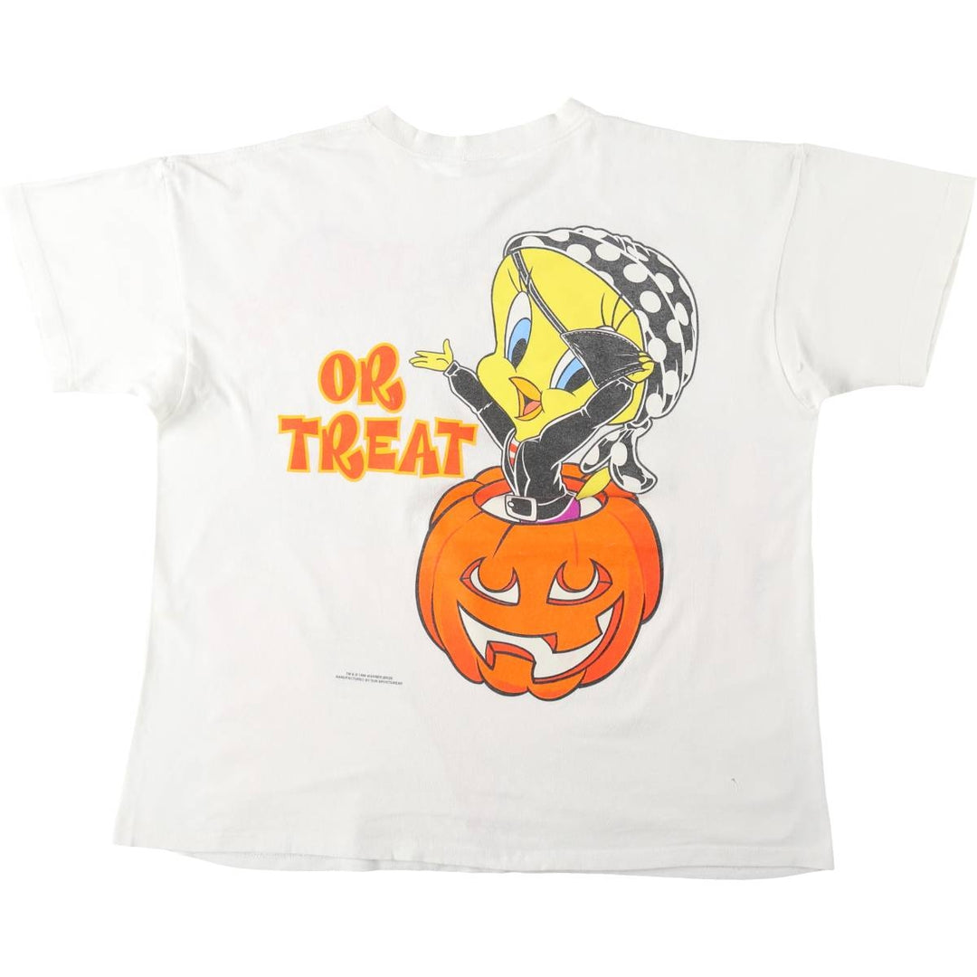 90'S Looney Tunes Tweety character print T-shirt, men's size XL (approx.) unclear white type Vintage Second Hand