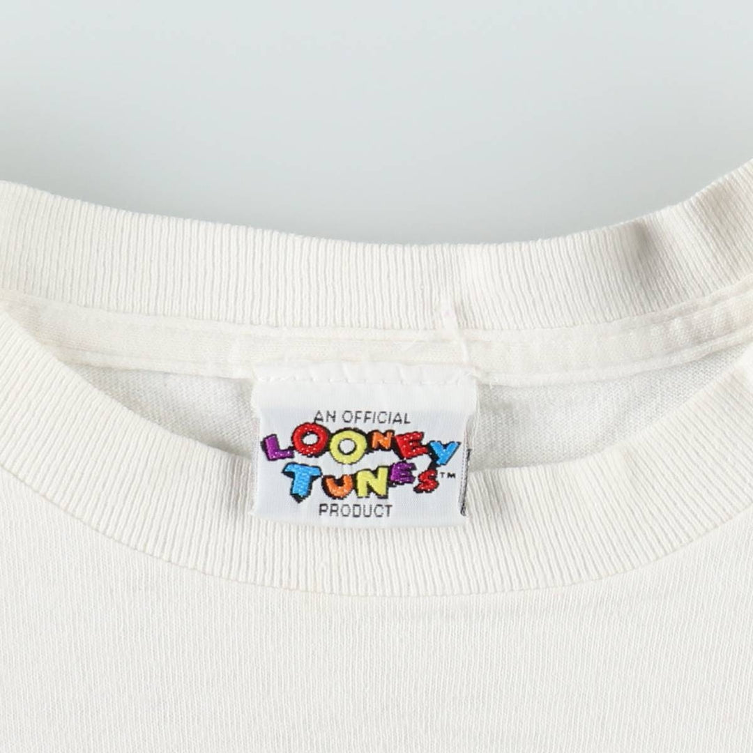 90'S Looney Tunes Tweety character print T-shirt, men's size XL (approx.) unclear white type Vintage Second Hand
