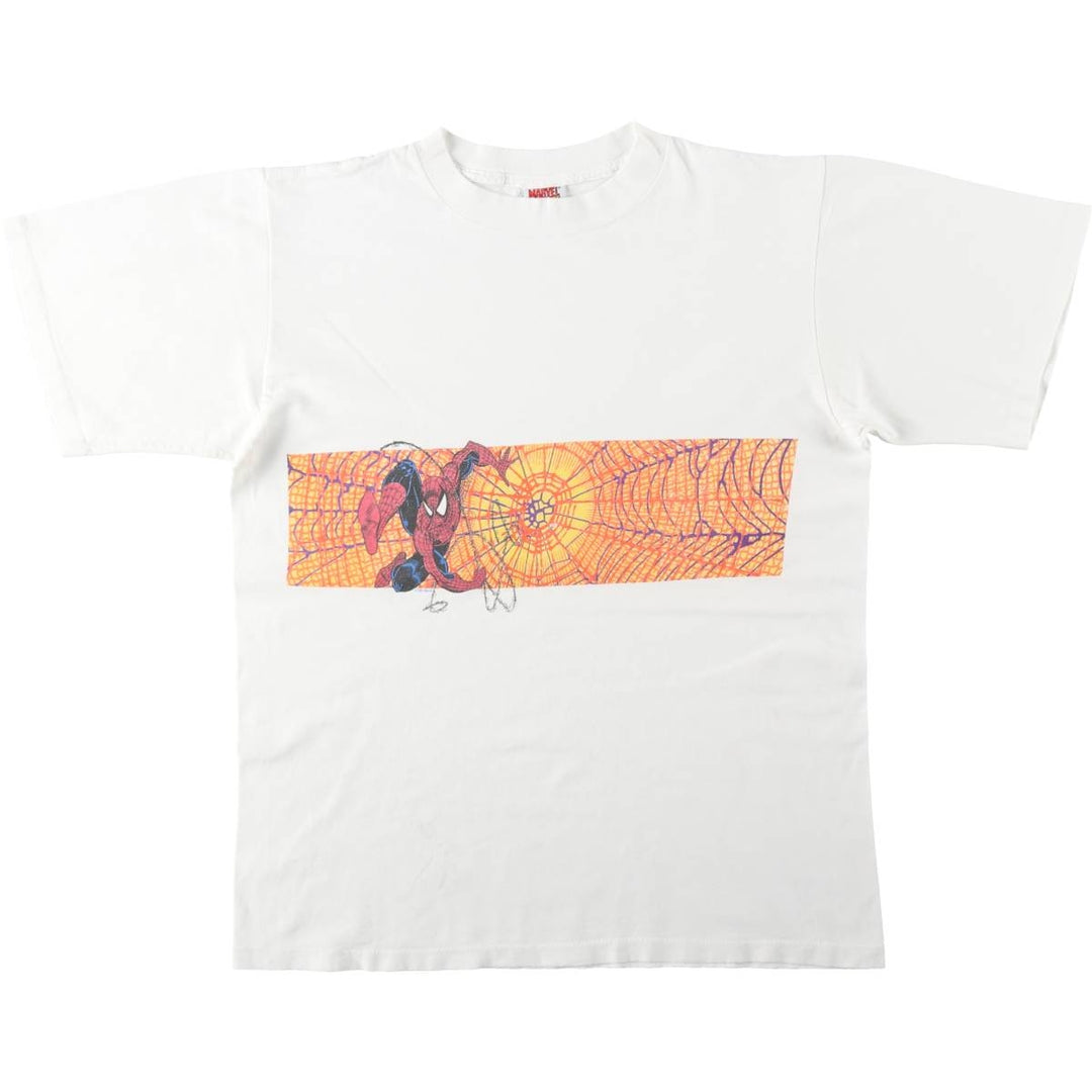 90'S Marvel Comics Spider-Man Character Print T-Shirt, Made in USA, Men's Size L (Equivalent), Vintage cotton white type Vintage Second Hand