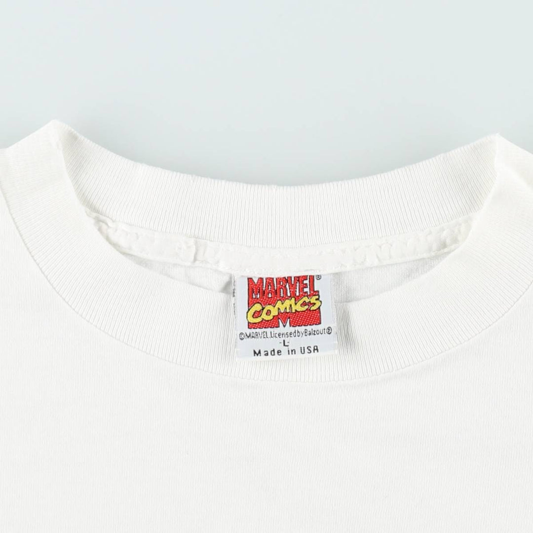 90'S Marvel Comics Spider-Man Character Print T-Shirt, Made in USA, Men's Size L (Equivalent), Vintage cotton white type Vintage Second Hand