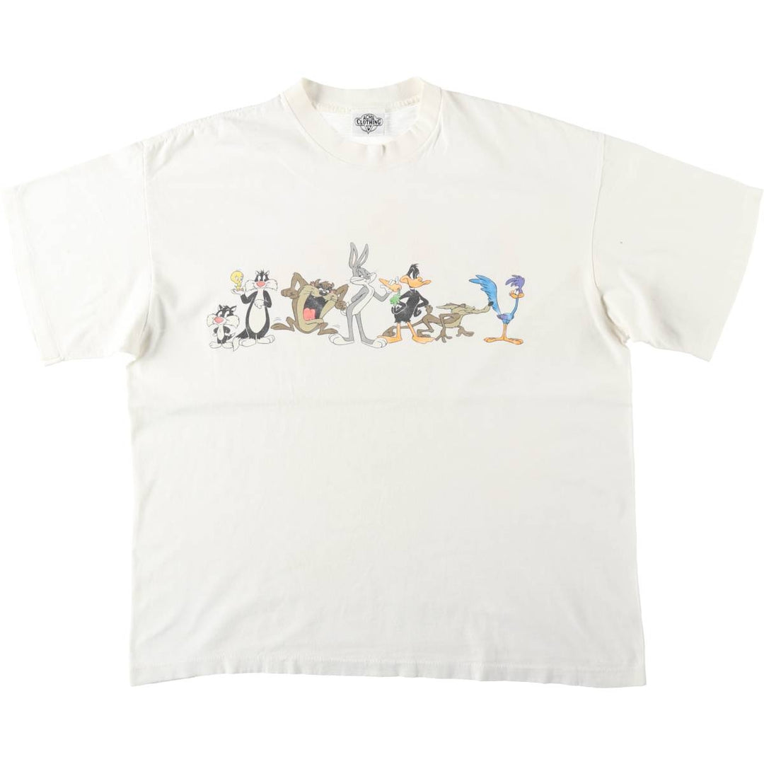 90'S ACME CLOTHING CO. Looney Tunes Character Print T-Shirt, Made in USA, Men's XL equivalent, Vintage cotton white type Vintage Second Hand