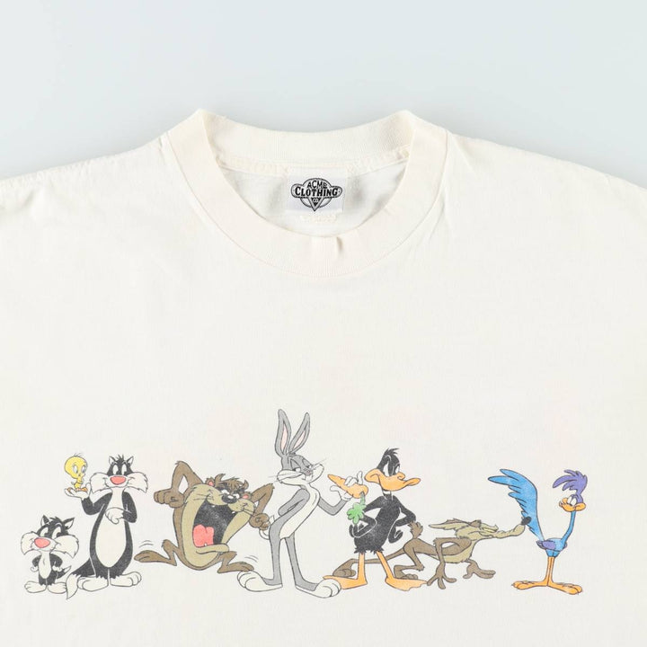 90'S ACME CLOTHING CO. Looney Tunes Character Print T-Shirt, Made in USA, Men's XL equivalent, Vintage cotton white type Vintage Second Hand
