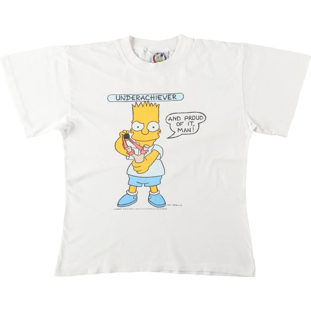 90'S THE SIMPSONS Bart Character Print T-Shirt, Men's Size L (Equivalent), Vintage cotton white type Vintage Second Hand