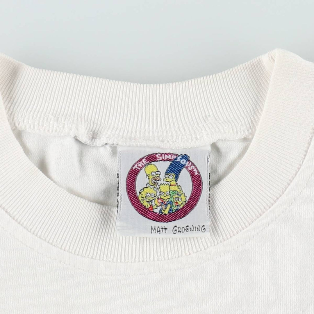 90'S THE SIMPSONS Bart Character Print T-Shirt, Men's Size L (Equivalent), Vintage cotton white type Vintage Second Hand