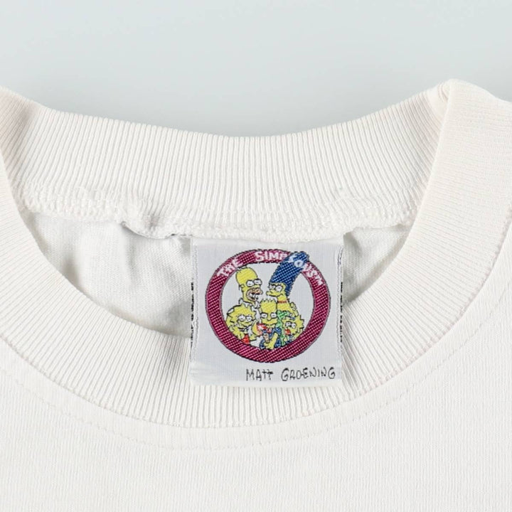 90'S THE SIMPSONS Bart Character Print T-Shirt, Men's Size L (Equivalent), Vintage cotton white type Vintage Second Hand