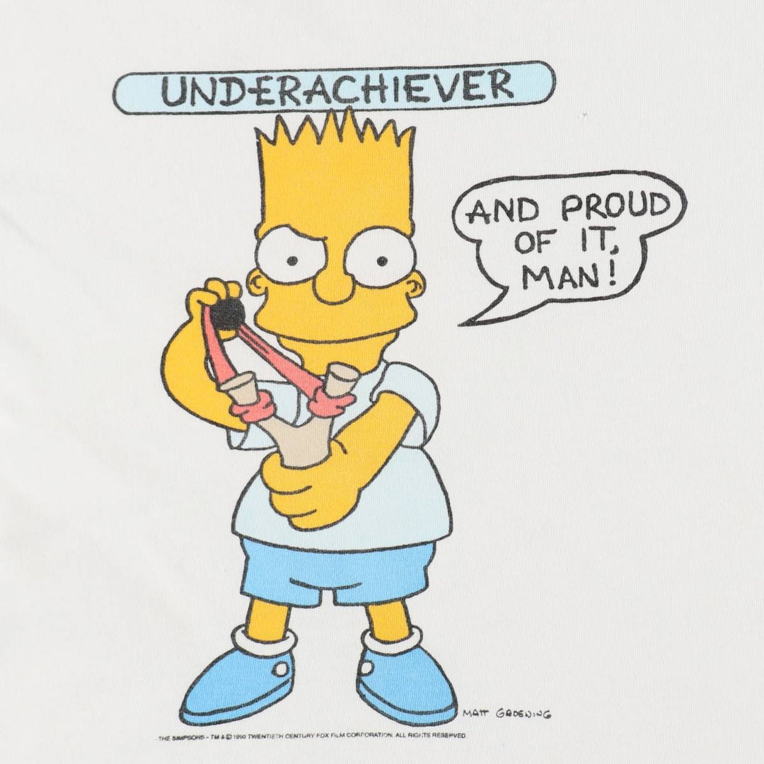 90'S THE SIMPSONS Bart Character Print T-Shirt, Men's Size L (Equivalent), Vintage cotton white type Vintage Second Hand