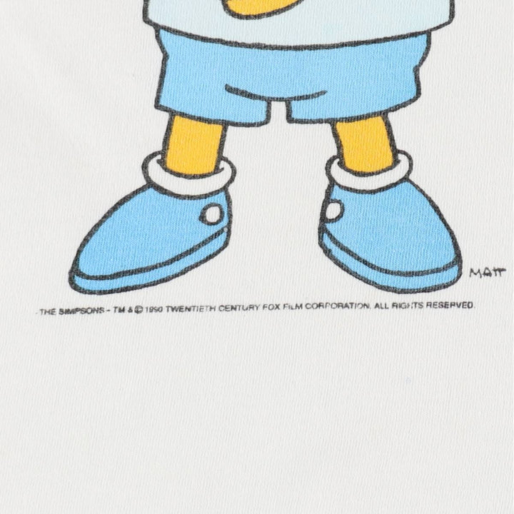 90'S THE SIMPSONS Bart Character Print T-Shirt, Men's Size L (Equivalent), Vintage cotton white type Vintage Second Hand