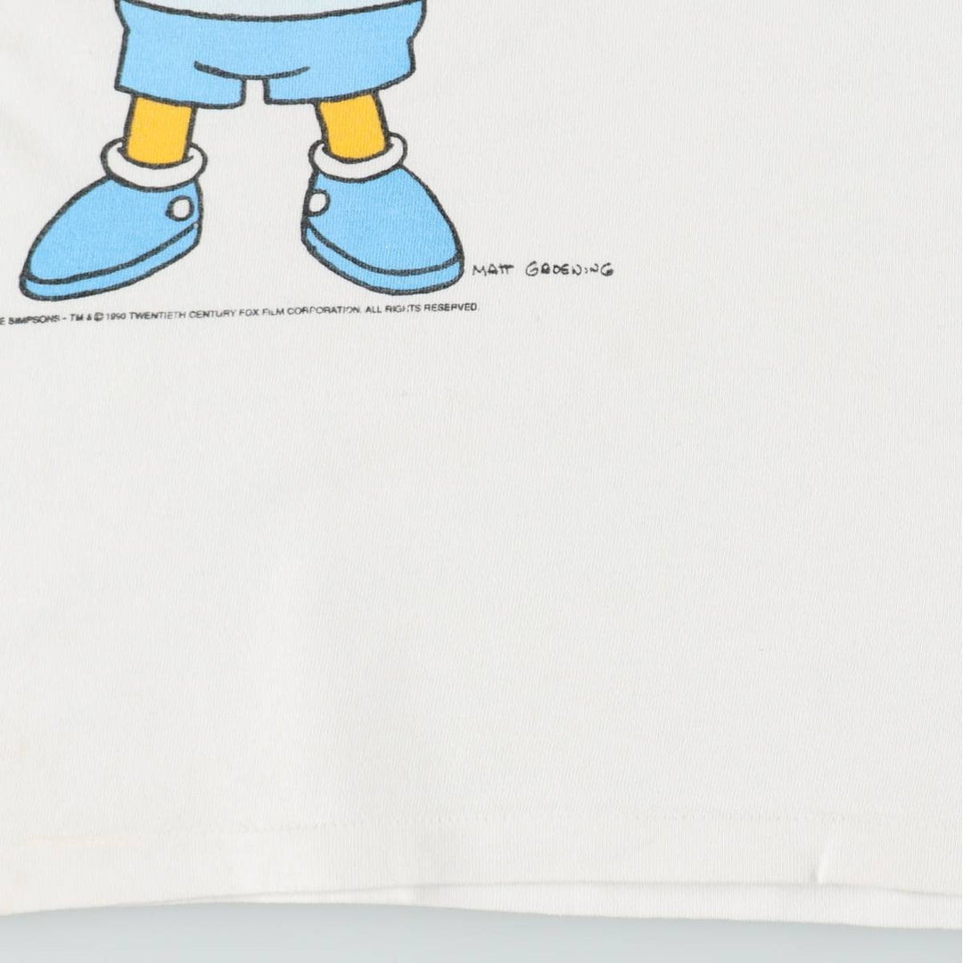 90'S THE SIMPSONS Bart Character Print T-Shirt, Men's Size L (Equivalent), Vintage cotton white type Vintage Second Hand