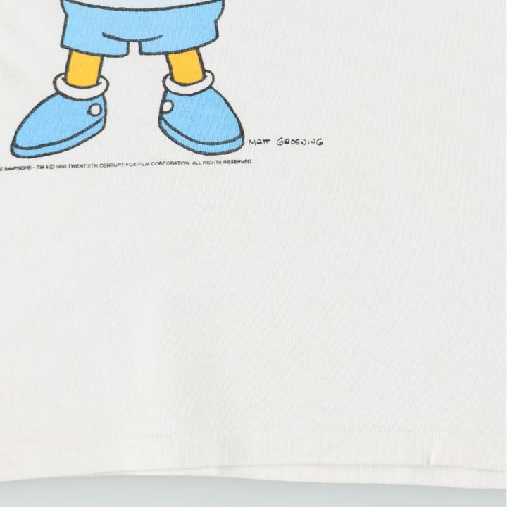 90'S THE SIMPSONS Bart Character Print T-Shirt, Men's Size L (Equivalent), Vintage cotton white type Vintage Second Hand