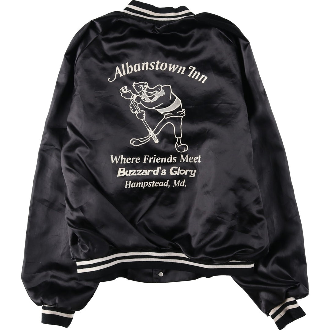 90'S AUBURN Back Print Advertising Nylon Stadium Jacket Award Jacket Made in USA Men's XL equivalent Nylon black type Vintage Second Hand