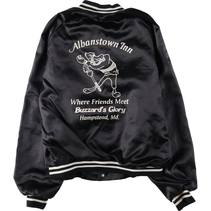 90'S AUBURN Back Print Advertising Nylon Stadium Jacket Award Jacket Made in USA Men's XL equivalent Nylon black type Vintage Second Hand