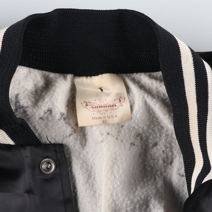 90'S AUBURN Back Print Advertising Nylon Stadium Jacket Award Jacket Made in USA Men's XL equivalent Nylon black type Vintage Second Hand