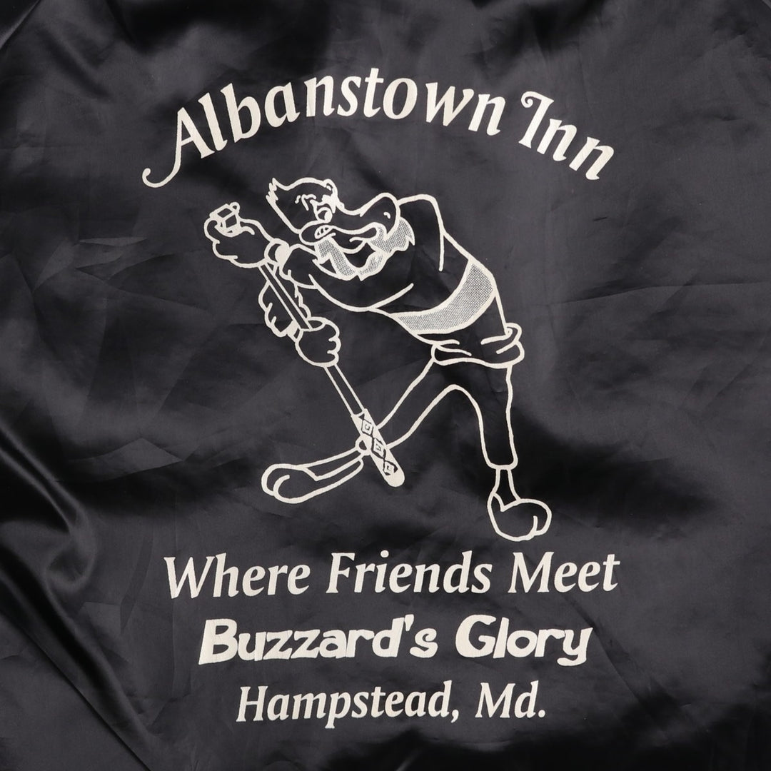 90'S AUBURN Back Print Advertising Nylon Stadium Jacket Award Jacket Made in USA Men's XL equivalent Nylon black type Vintage Second Hand