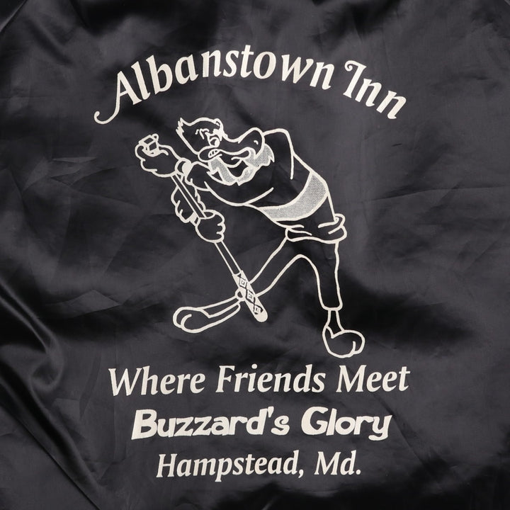 90'S AUBURN Back Print Advertising Nylon Stadium Jacket Award Jacket Made in USA Men's XL equivalent Nylon black type Vintage Second Hand
