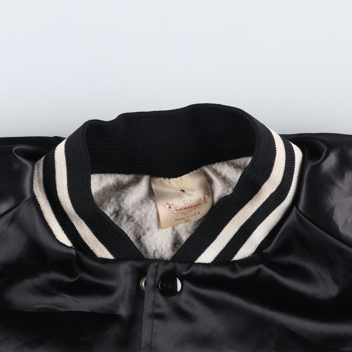 90'S AUBURN Back Print Advertising Nylon Stadium Jacket Award Jacket Made in USA Men's XL equivalent Nylon black type Vintage Second Hand