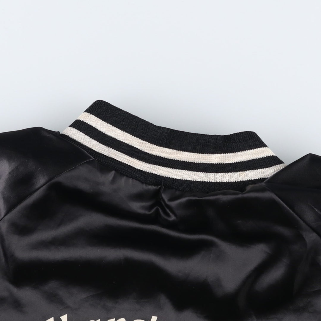 90'S AUBURN Back Print Advertising Nylon Stadium Jacket Award Jacket Made in USA Men's XL equivalent Nylon black type Vintage Second Hand