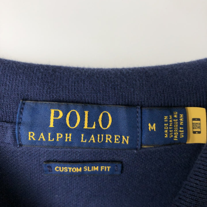 Ralph Lauren POLO RALPH LAUREN CUSTOM SLIM FIT Polo Bear Short-Sleeve Polo Shirt (Men's Size M) cotton navy blue type Vintage Second Hand