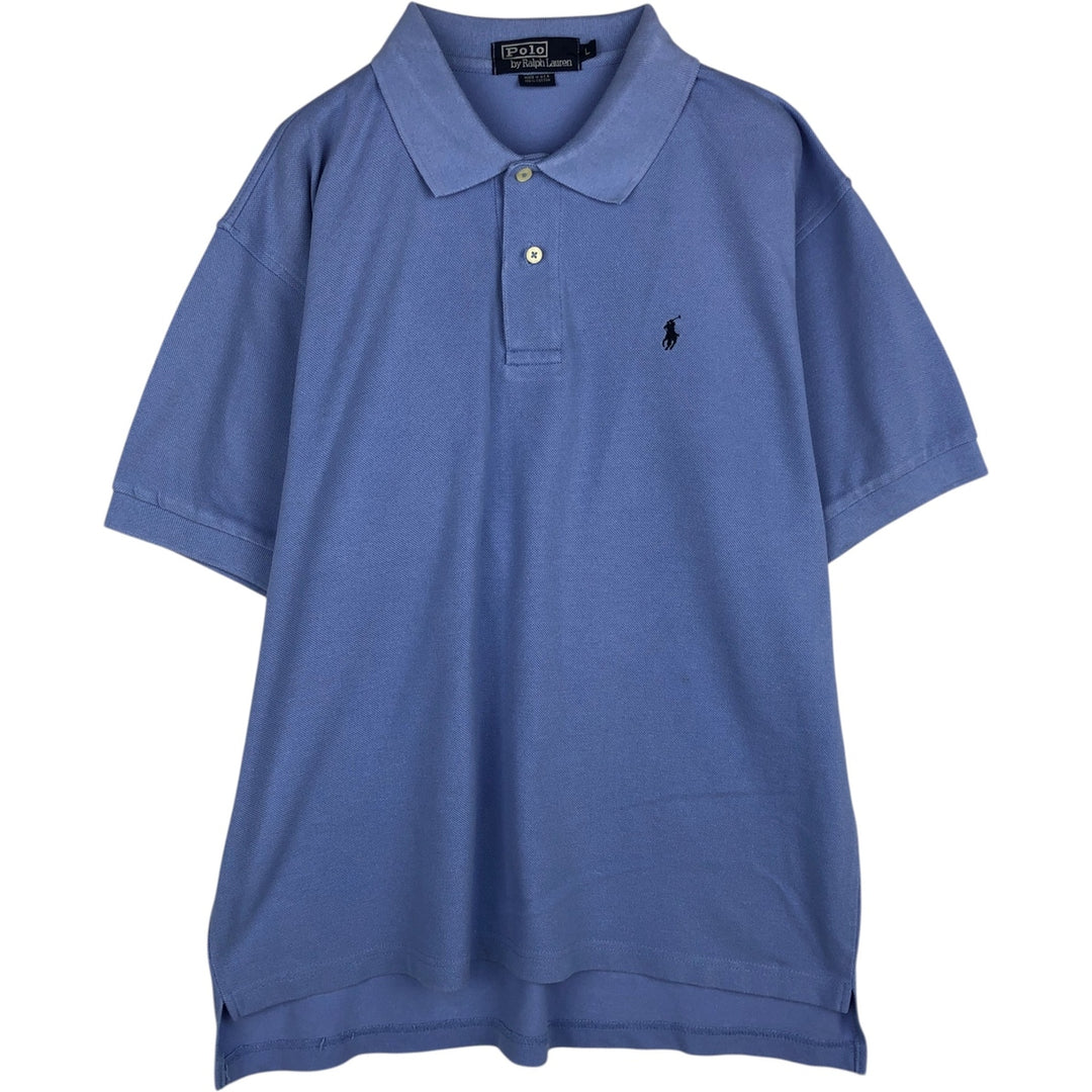 90'S Ralph Lauren POLO by Ralph Lauren short sleeve polo shirt made in USA, men's size L, vintage cotton Blue type light blue Vintage Second Hand