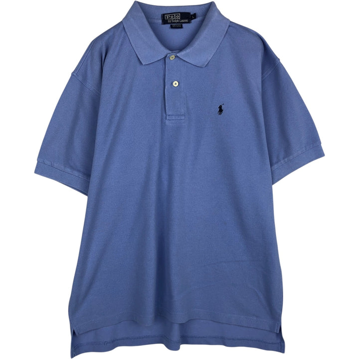 90'S Ralph Lauren POLO by Ralph Lauren short sleeve polo shirt made in USA, men's size L, vintage cotton Blue type light blue Vintage Second Hand