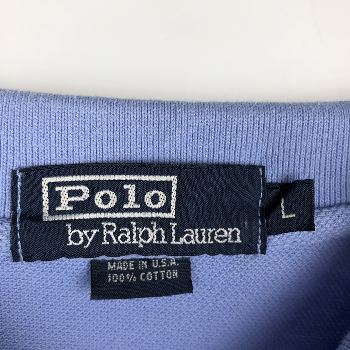 90'S Ralph Lauren POLO by Ralph Lauren short sleeve polo shirt made in USA, men's size L, vintage cotton Blue type light blue Vintage Second Hand