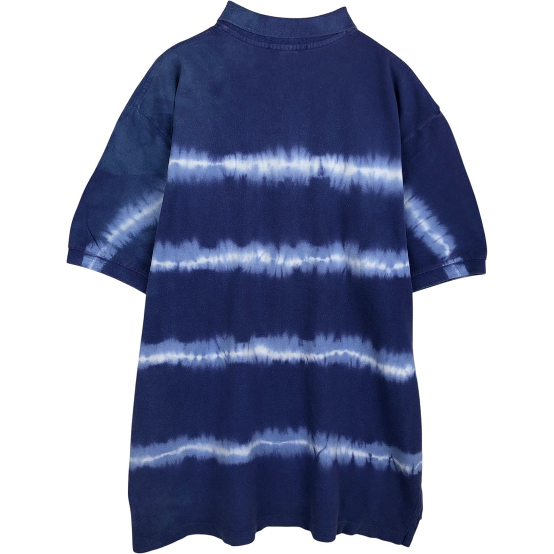 Ralph Lauren POLO by Ralph Lauren Tie-Dye Pattern Short-Sleeve Striped Polo Shirt, Men's Size XL (approx.) cotton blue type Vintage Second Hand