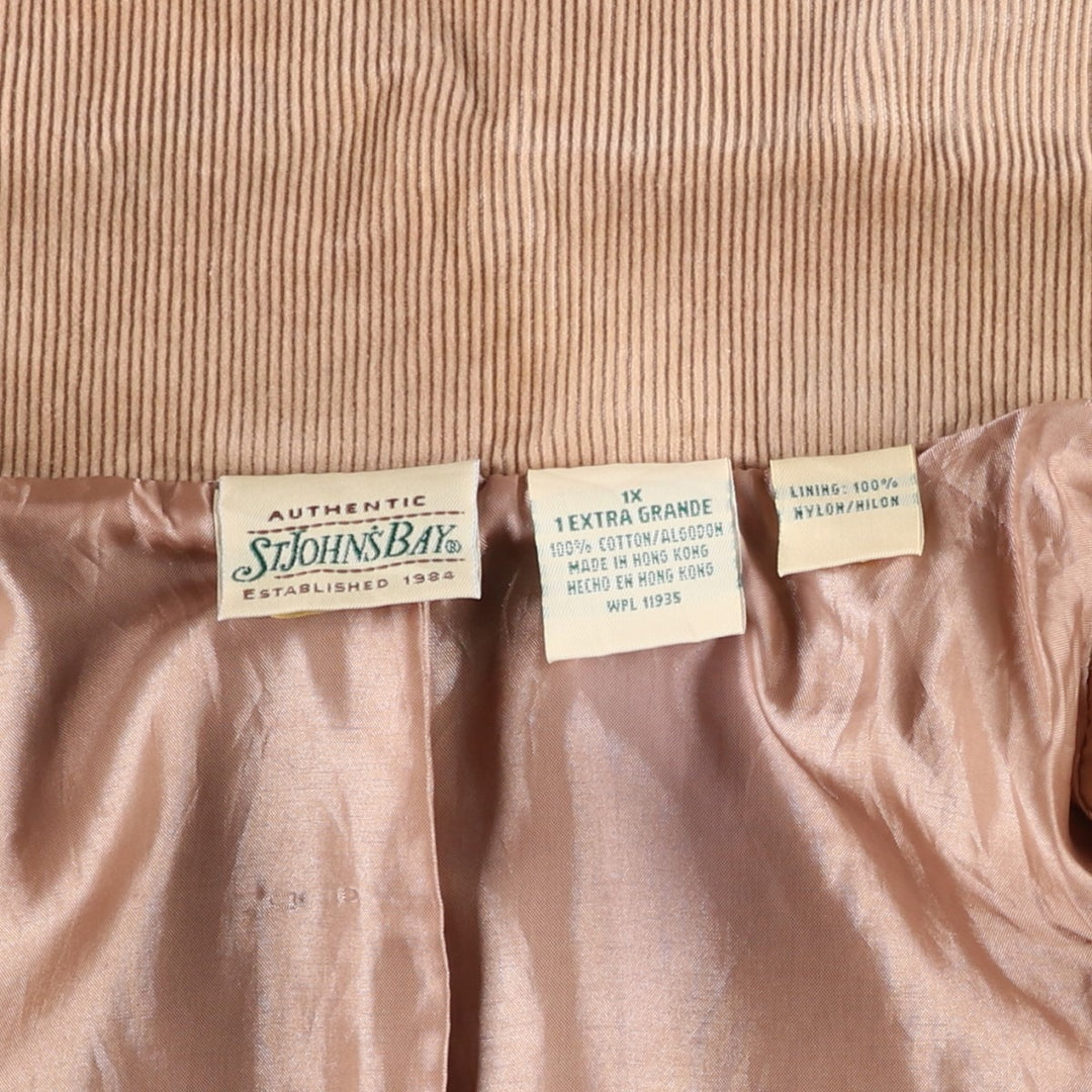 1990'S St. John's Bay corduroy swing top sports jacket, men's size XL equivalent, vintage. cotton Beige type Vintage Second Hand