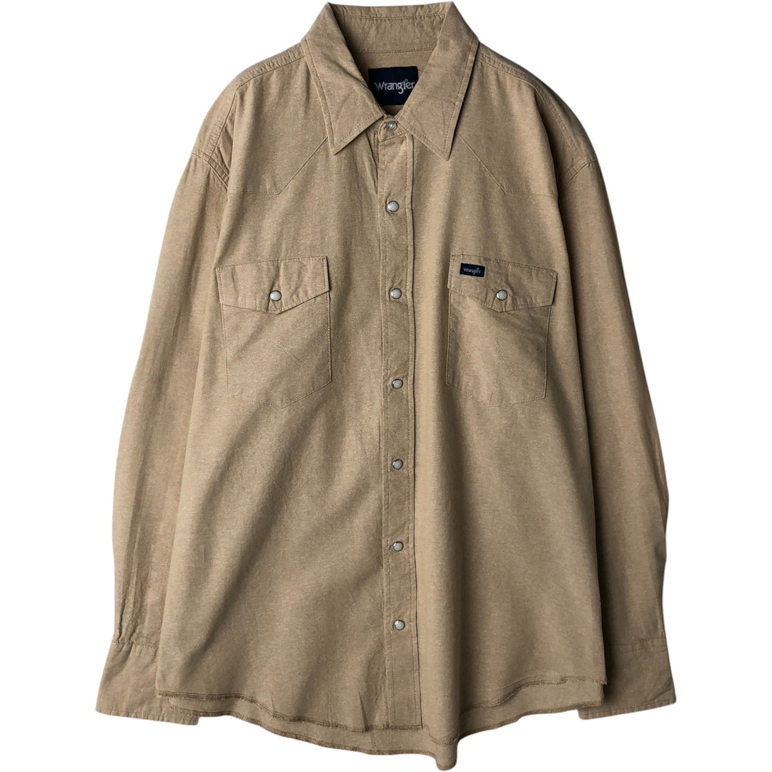 2000'S Wrangler Long-Sleeve Western Shirt, Men's Size XL (approx.) cotton Beige type Vintage Second Hand