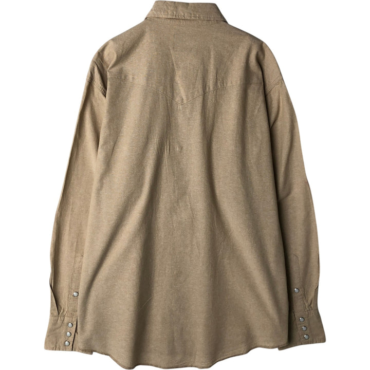 2000'S Wrangler Long-Sleeve Western Shirt, Men's Size XL (approx.) cotton Beige type Vintage Second Hand