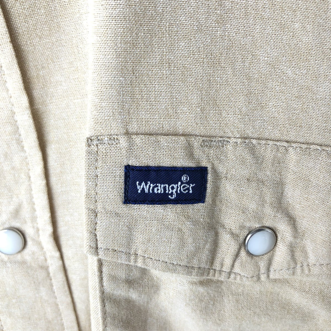 2000'S Wrangler Long-Sleeve Western Shirt, Men's Size XL (approx.) cotton Beige type Vintage Second Hand