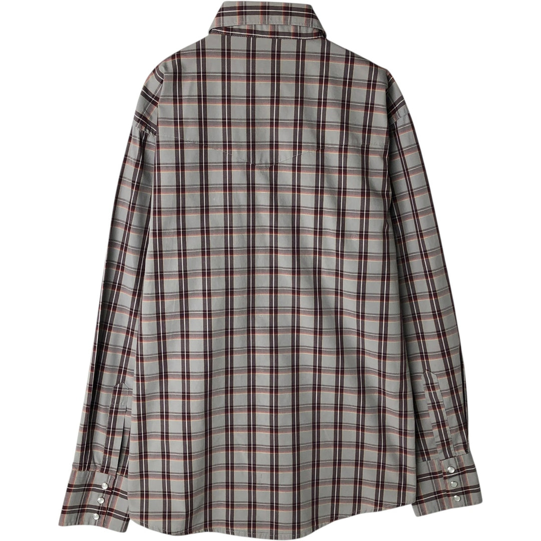 Wrangler Check Pattern Long-Sleeve Western Shirt, Men's Size M (approx.) cotton gray type Vintage Second Hand