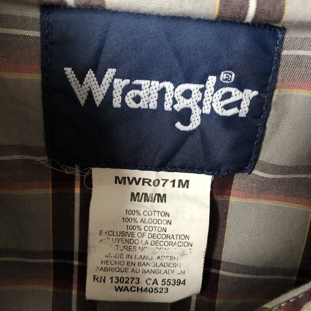 Wrangler Check Pattern Long-Sleeve Western Shirt, Men's Size M (approx.) cotton gray type Vintage Second Hand