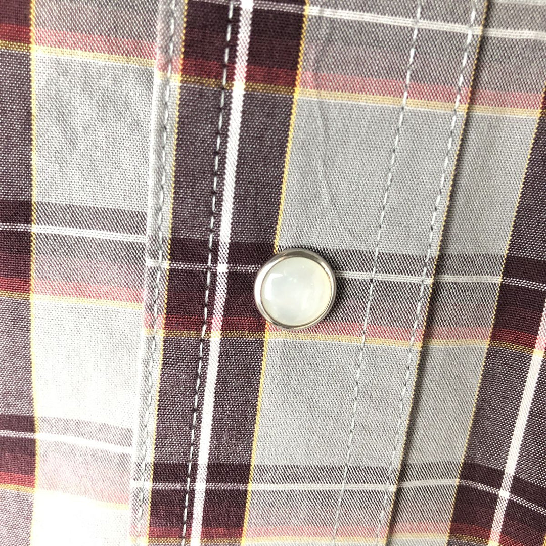 Wrangler Check Pattern Long-Sleeve Western Shirt, Men's Size M (approx.) cotton gray type Vintage Second Hand
