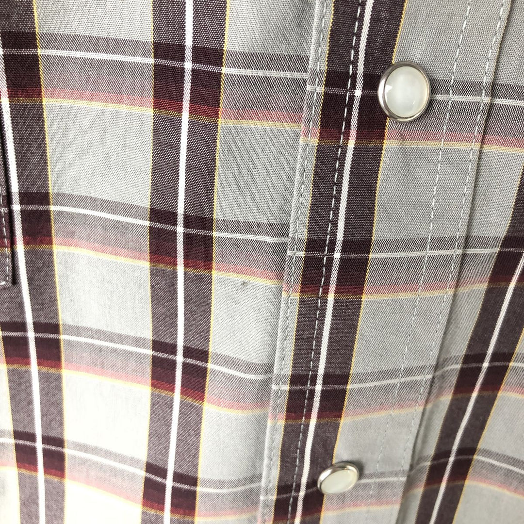 Wrangler Check Pattern Long-Sleeve Western Shirt, Men's Size M (approx.) cotton gray type Vintage Second Hand