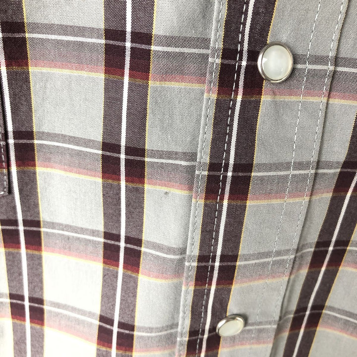 Wrangler Check Pattern Long-Sleeve Western Shirt, Men's Size M (approx.) cotton gray type Vintage Second Hand