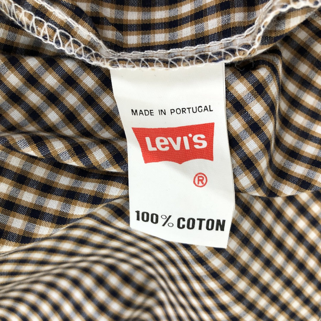 Levi's Check Pattern Long-Sleeve Western Shirt, Men's Size L (approx.) cotton navy blue type Vintage Second Hand