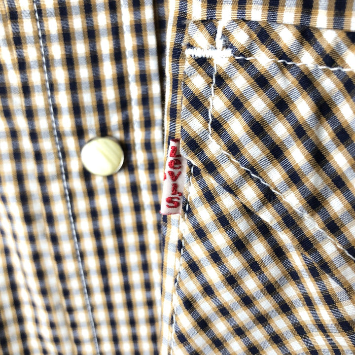 Levi's Check Pattern Long-Sleeve Western Shirt, Men's Size L (approx.) cotton navy blue type Vintage Second Hand