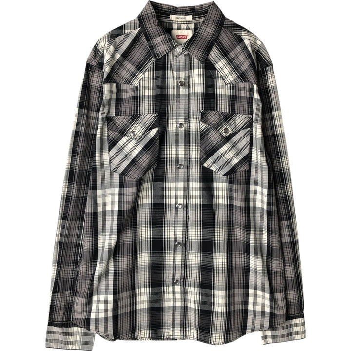 Levi's Check Pattern Long-Sleeve Western Shirt, Men's Size S (approx.) cotton black type Vintage Second Hand