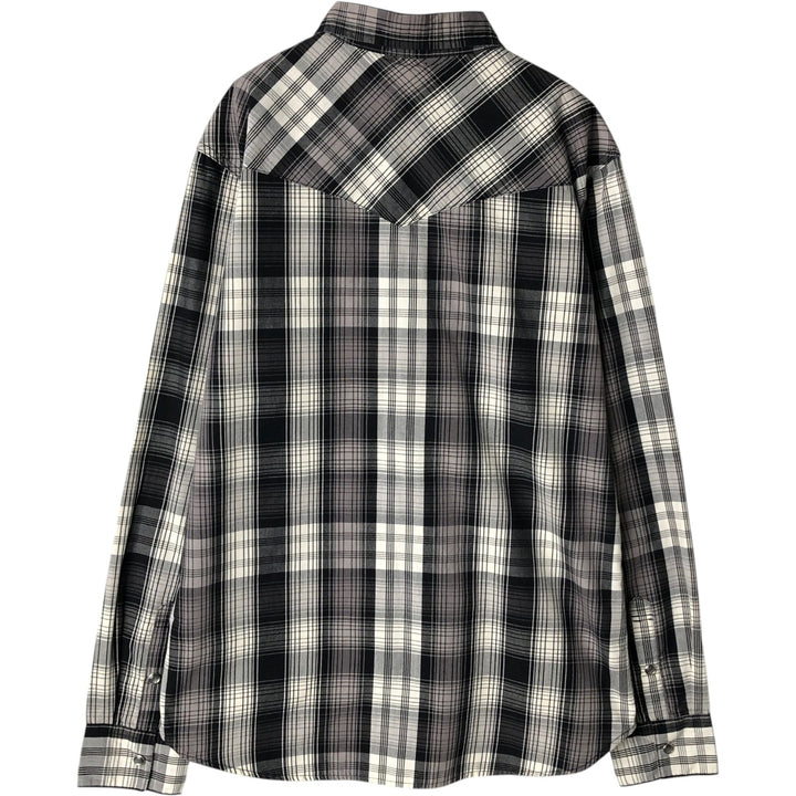 Levi's Check Pattern Long-Sleeve Western Shirt, Men's Size S (approx.) cotton black type Vintage Second Hand