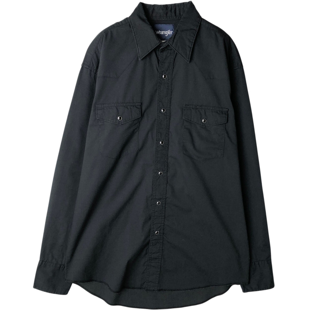Wrangler Long Sleeve Western Shirt, Men's Size Medium cotton black type Vintage Second Hand