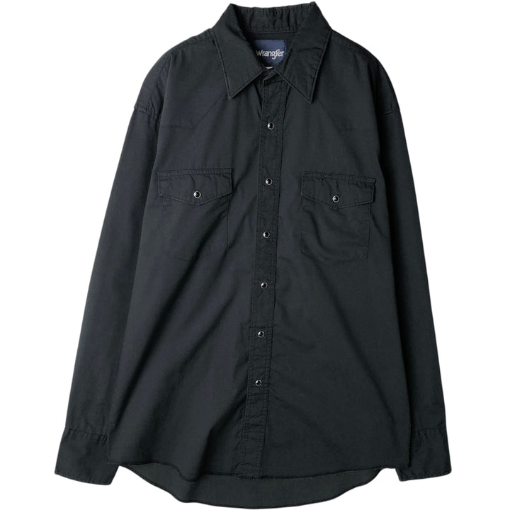 Wrangler Long Sleeve Western Shirt, Men's Size Medium cotton black type Vintage Second Hand