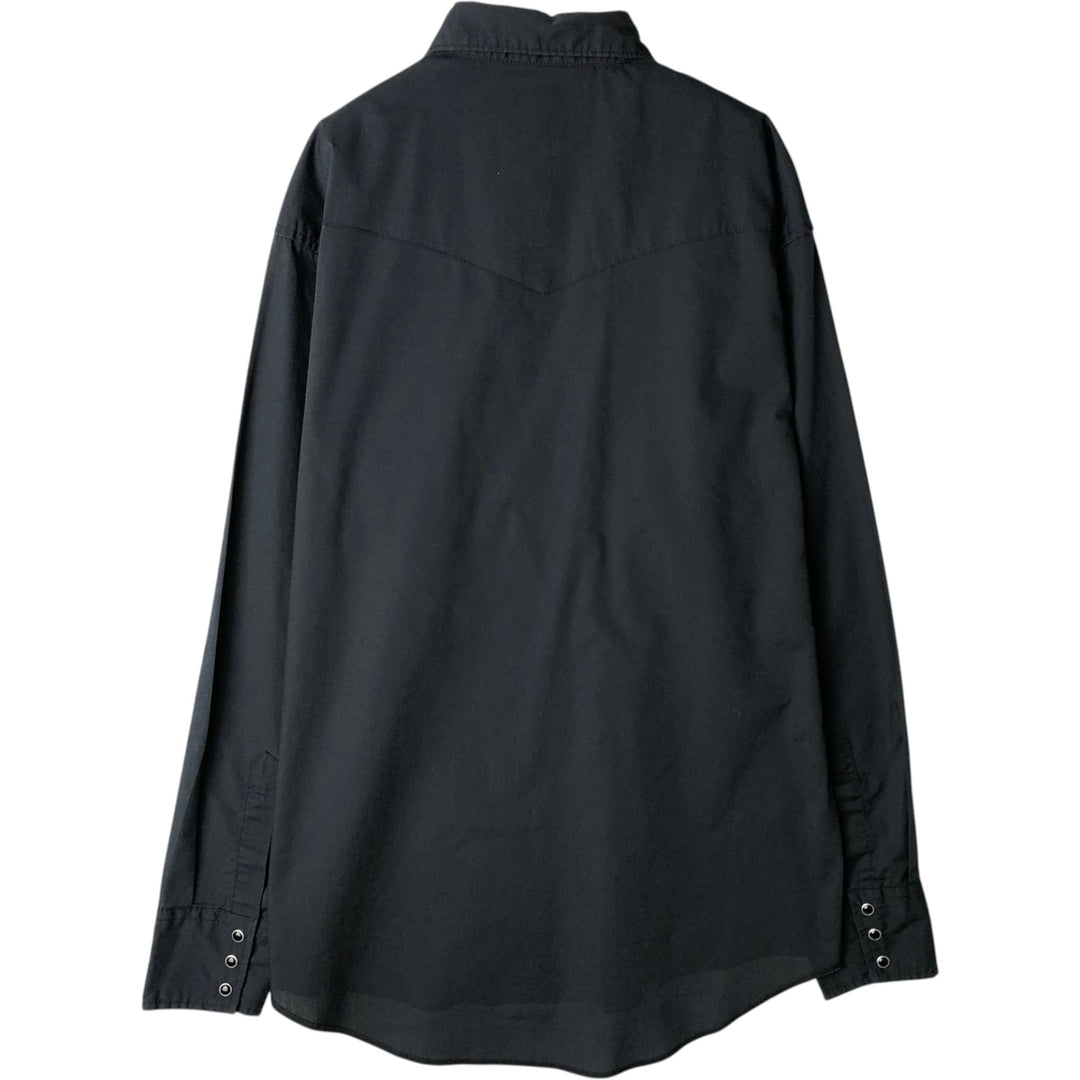 Wrangler Long Sleeve Western Shirt, Men's Size Medium cotton black type Vintage Second Hand