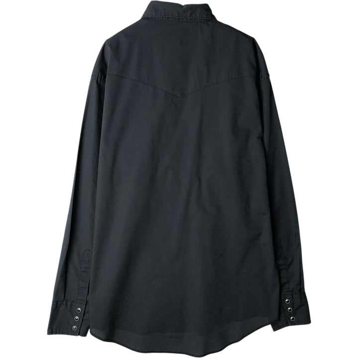 Wrangler Long Sleeve Western Shirt, Men's Size Medium cotton black type Vintage Second Hand