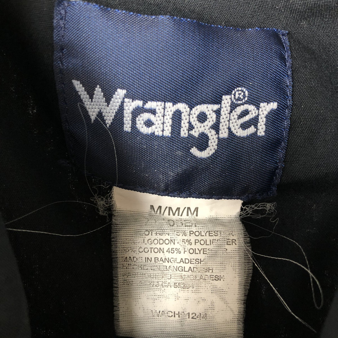 Wrangler Long Sleeve Western Shirt, Men's Size Medium cotton black type Vintage Second Hand