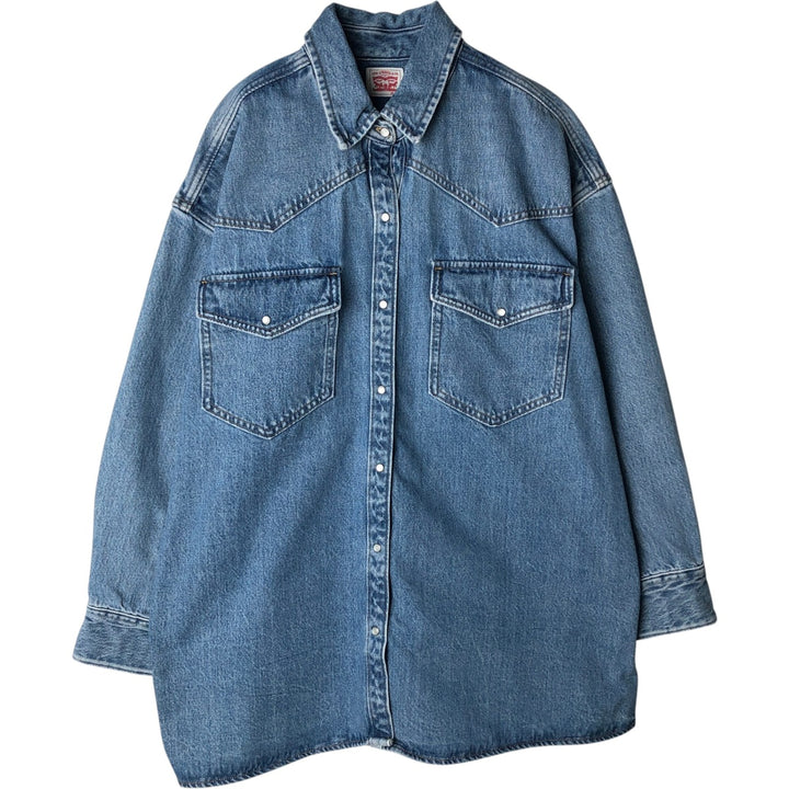 Levi's Long Sleeve Denim Western Shirt, Men's Size XL cotton blue type Vintage Second Hand