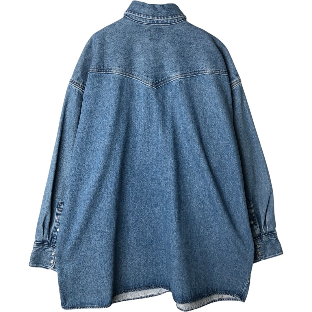 Levi's Long Sleeve Denim Western Shirt, Men's Size XL cotton blue type Vintage Second Hand
