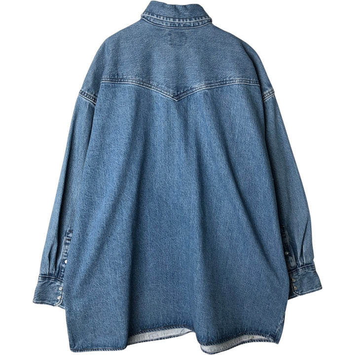 Levi's Long Sleeve Denim Western Shirt, Men's Size XL cotton blue type Vintage Second Hand