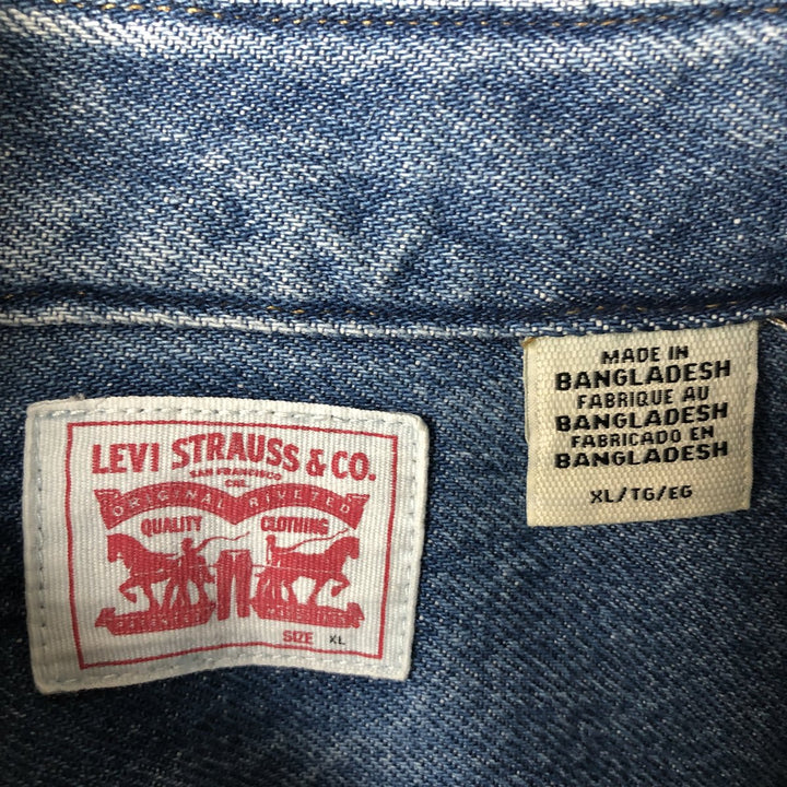 Levi's Long Sleeve Denim Western Shirt, Men's Size XL cotton blue type Vintage Second Hand